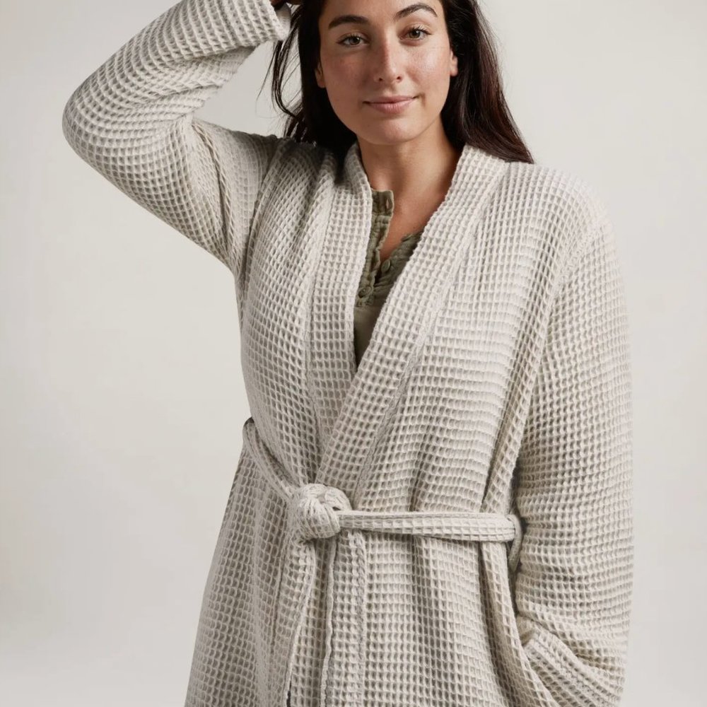 Parachute Tan Beige Waffle Robe 100% Turkish Cotton Machine Washable XL